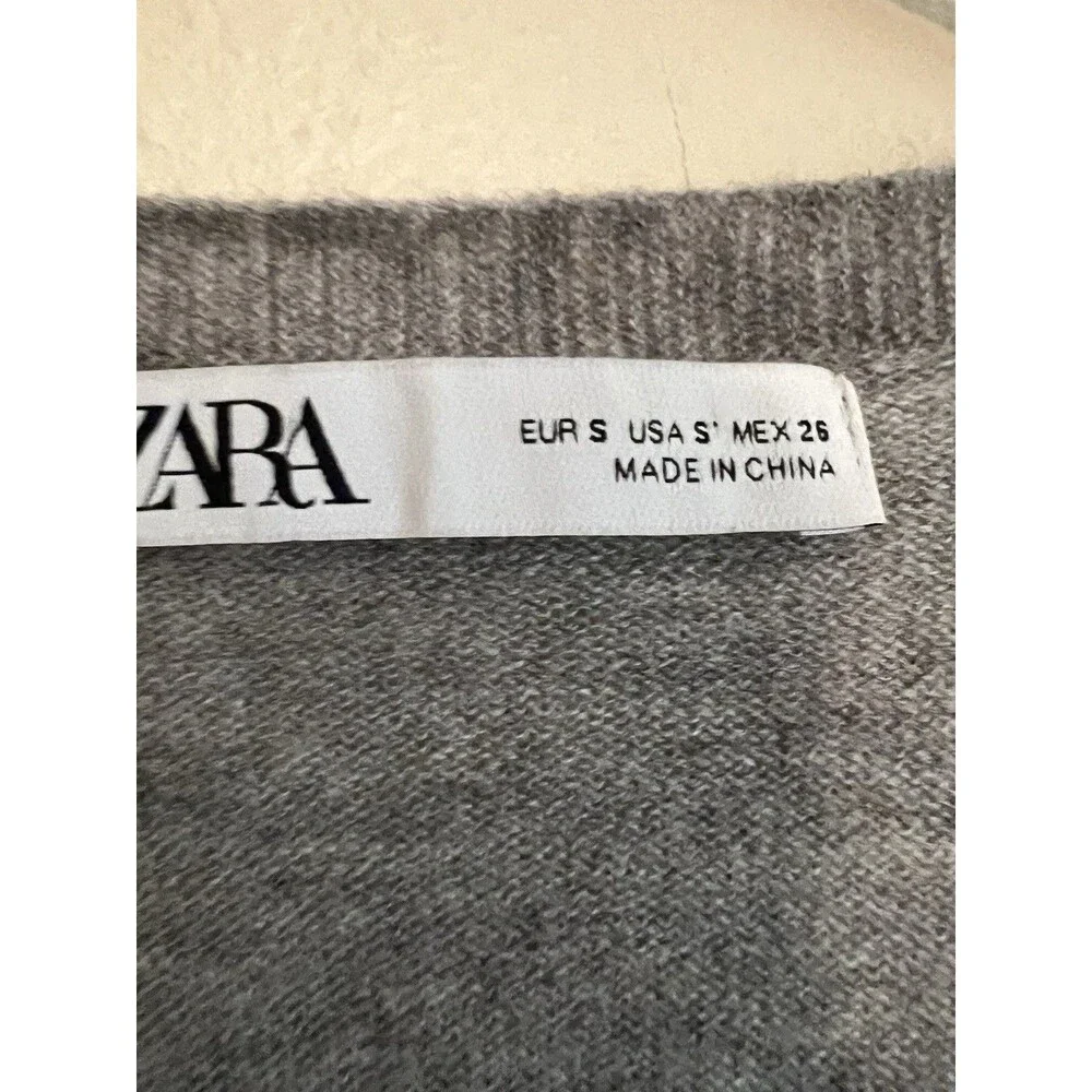 Zara Vneck Wool‎ Women’s S Oversized Gray Sweater $89